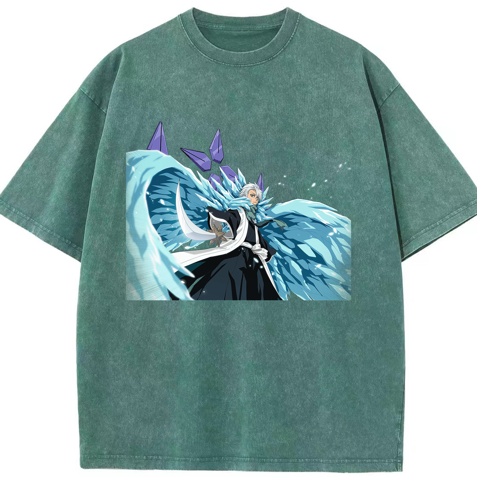 （画像用） ブリーチ 日番谷冬獅郎（ひつがや とうしろう） BLEACH Hitsugaya Toushirou 綿100% ヴィンテージ風 半袖Tシャツ（フロントプリント）